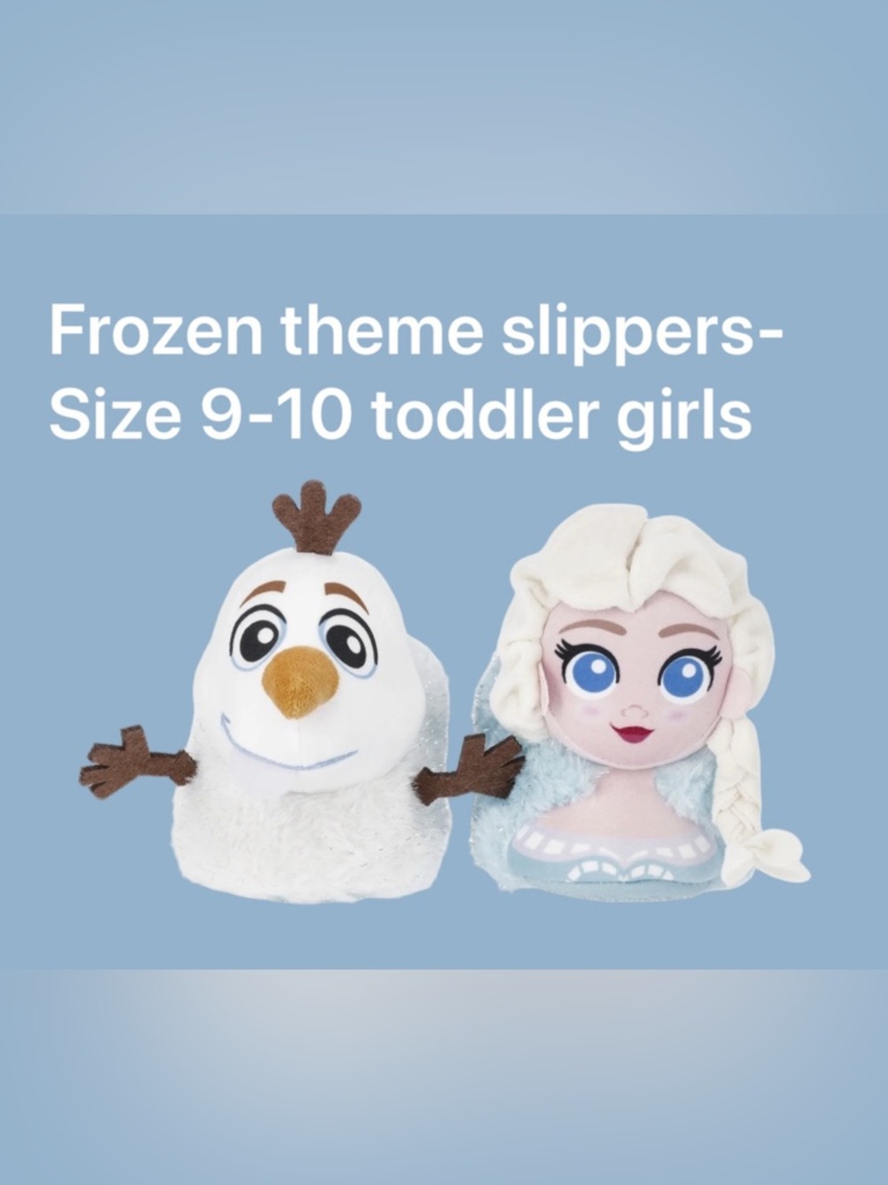 NWT Disney Frozen Plush Slippers Olaf & Elsa Toddler Girls Size 9/10 Cozy Cute